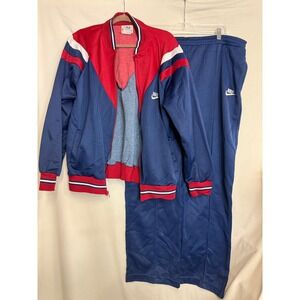 Vintage Nike Tracksuit Mens XL Blue Red White Orange Swoosh 80s Jacket Pants Set